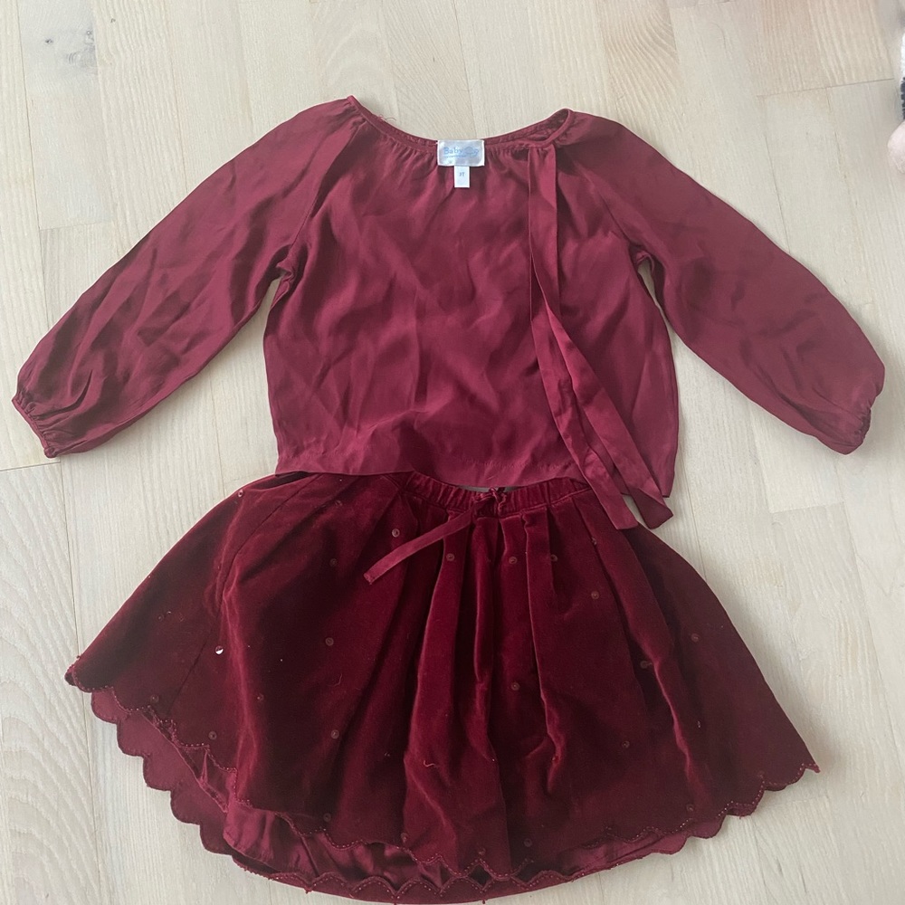 Baby CZ 3t top and skirt velvet great condition